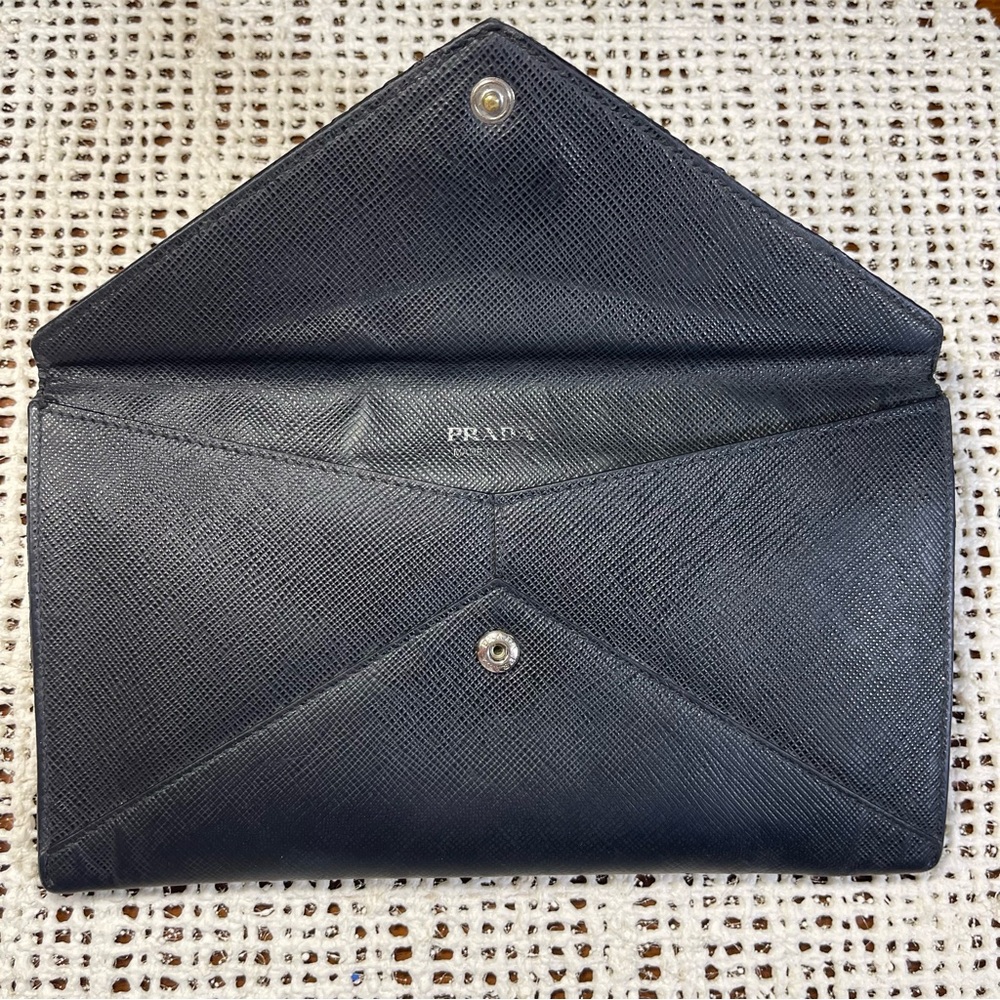 Prada Vitello Move Envelope Wallet in Black Saffiano Leather - Picture 2 of 16